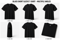 Black short sleeve t-shirt 3-pack, folded, multiple views