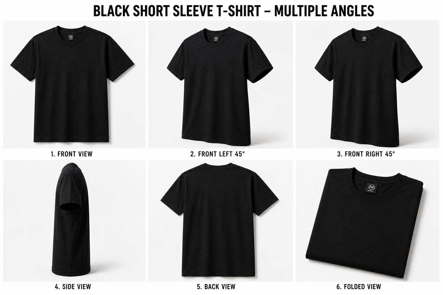 Black 3 Pack Short Sleeve T-Shirt