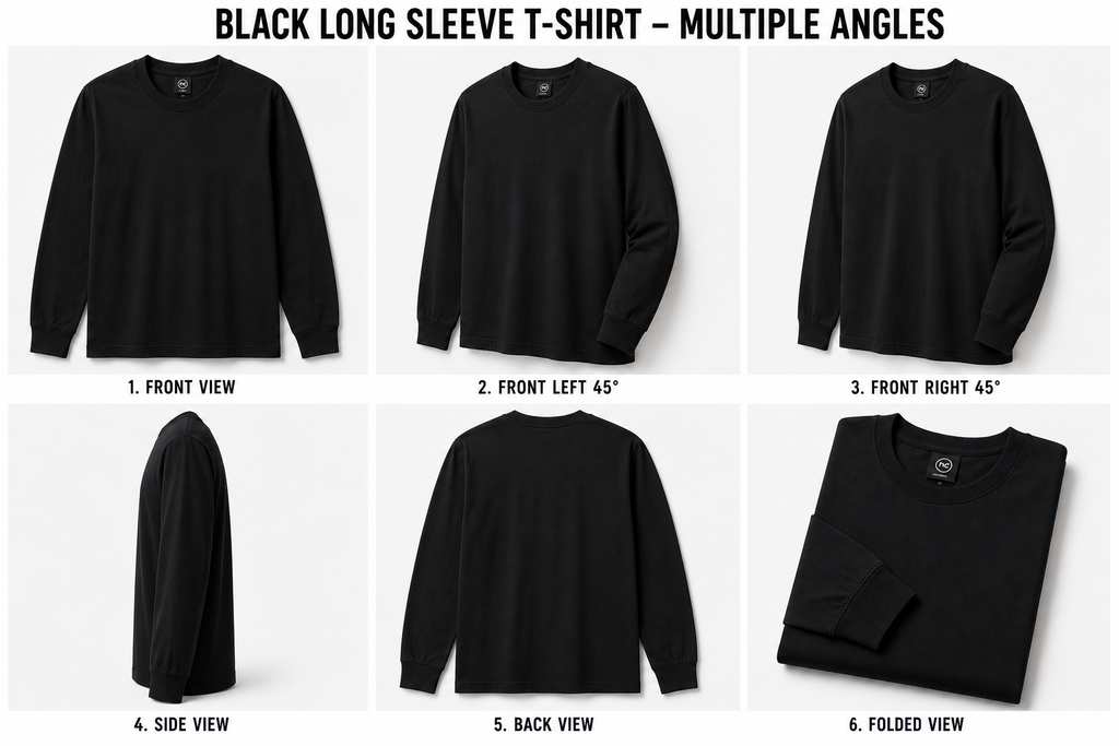 Black 3 Pack Long Sleeve T-Shirt