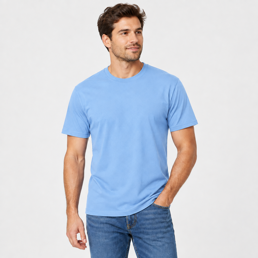 Corrected Sky Blue short-sleeve male model image