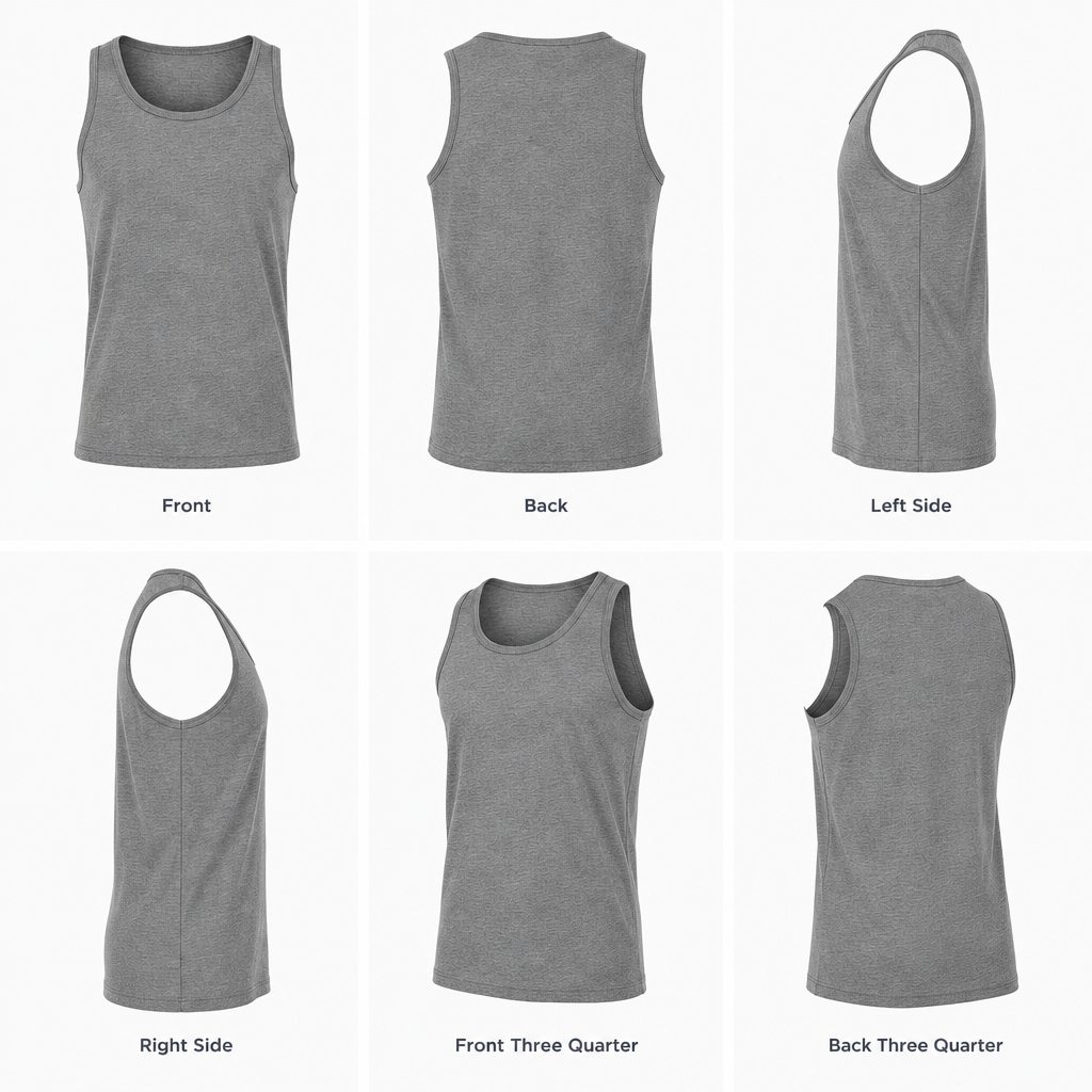 Gray tank top six-view product image