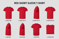 Red Short Sleeve T-Shirt multiple angles composite