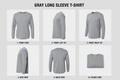 Gray Long Sleeve T-Shirt multiple angles composite