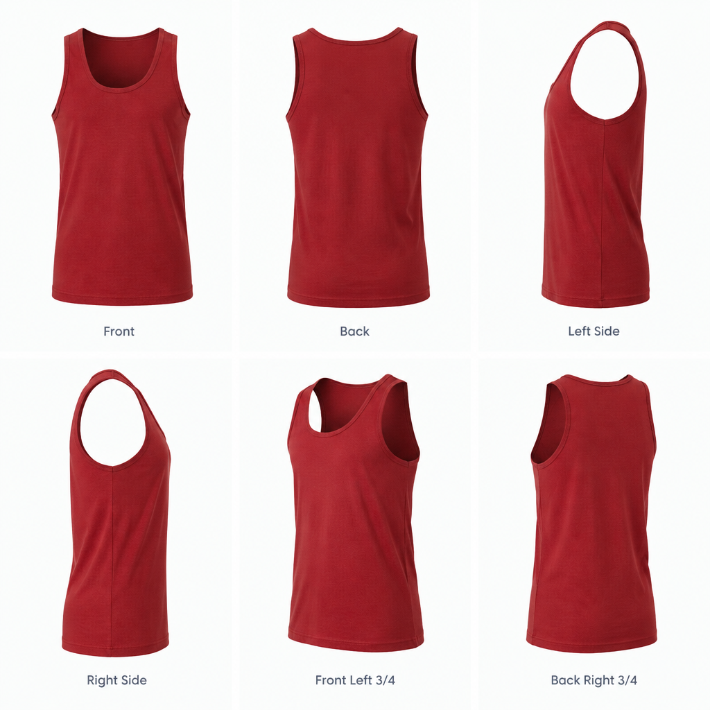 Red tank top six-view product image